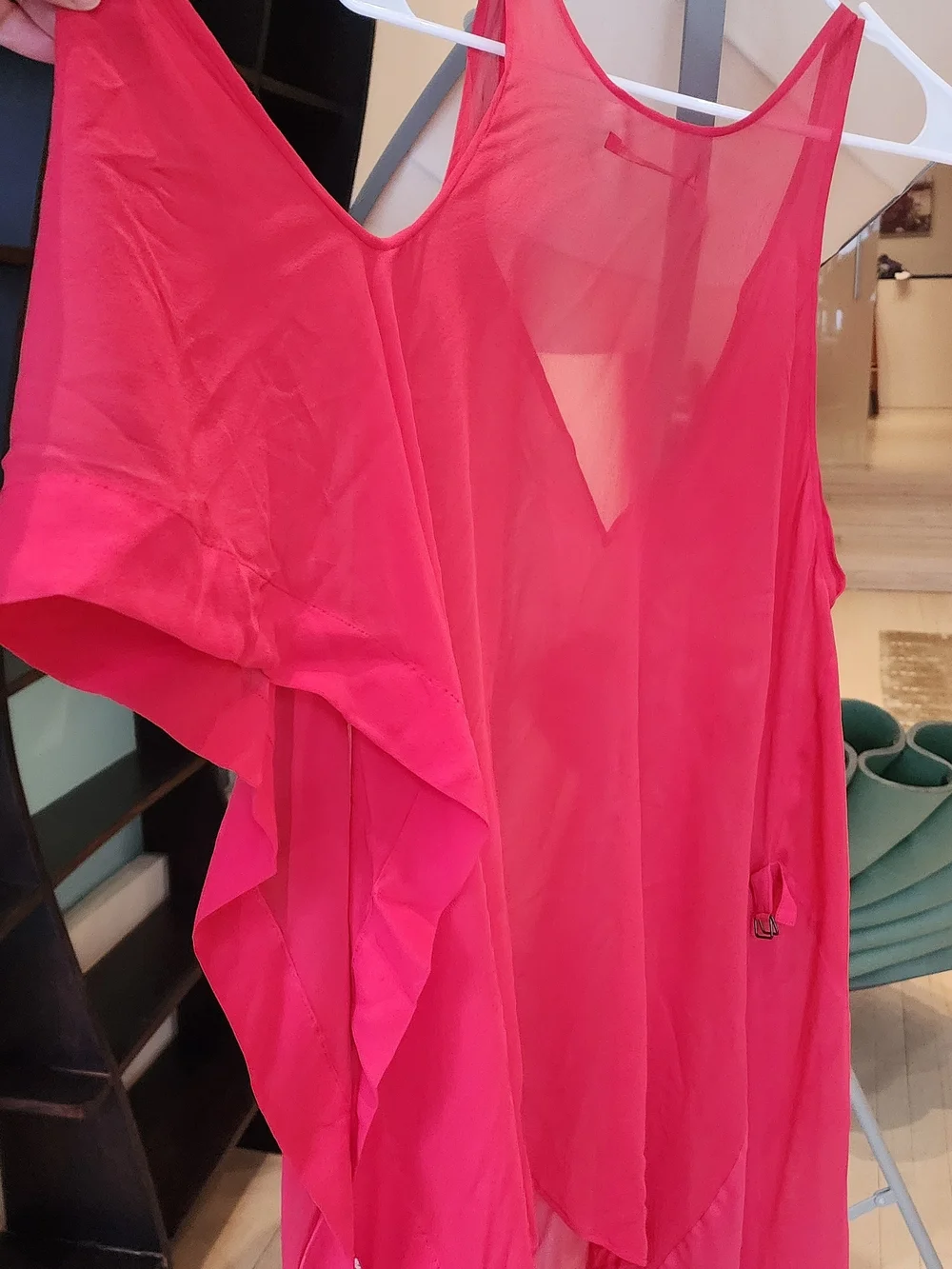 Y's by Yohji Yamamoto Red Sheer Asymmetric Swim Coverup Size S/M - Picture 6 of 11